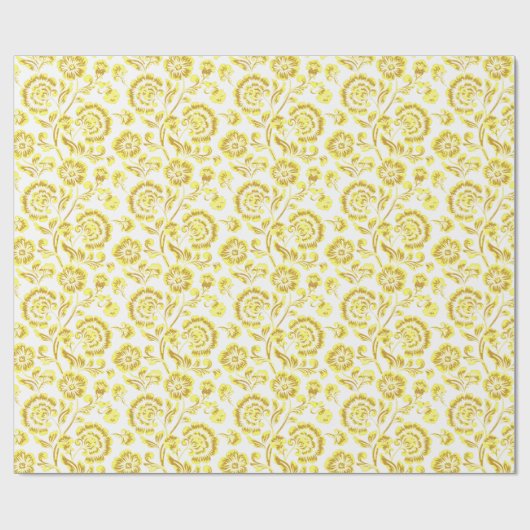 Gold Floral Geschenkpapier (Flach)