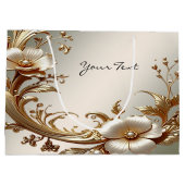 Gold Floral Gift Bag Große Geschenktüte (Rückseite)