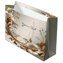 Gold Floral Gift Bag