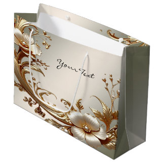 Gold Floral Gift Bag Große Geschenktüte