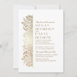 Gold Floral Gipskraut Elegante Hochzeit Einladung