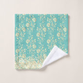 Gold Floral Glittery Glam Badhandtuch Set (Waschlappen)