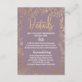 Gold Floral Glitzer Ombre Mauve Lilac Details Begleitkarte