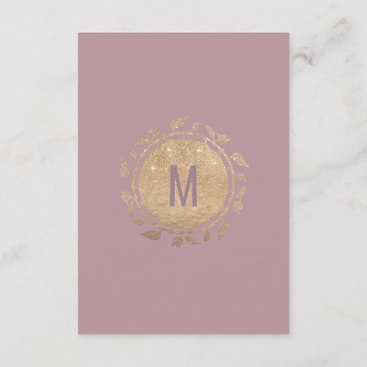 Gold Floral Glitzer Ombre Mauve Lilac Details Begleitkarte (Rückseite)