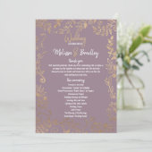 Gold Floral Glitzer Ombre Mauve Lilac Programme (Stehend Vorderseite)