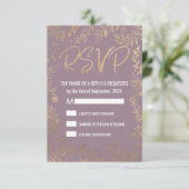 Gold Floral Glitzer Ombre Mauve Lilac UAWG RSVP Karte (Stehend Vorderseite)