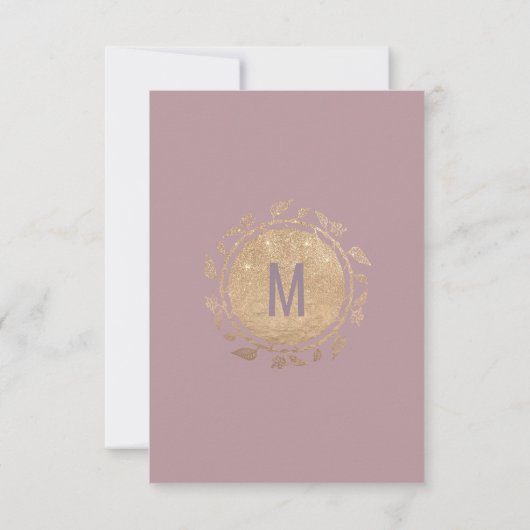 Gold Floral Glitzer Ombre Mauve Lilac UAWG RSVP Karte (Rückseite)