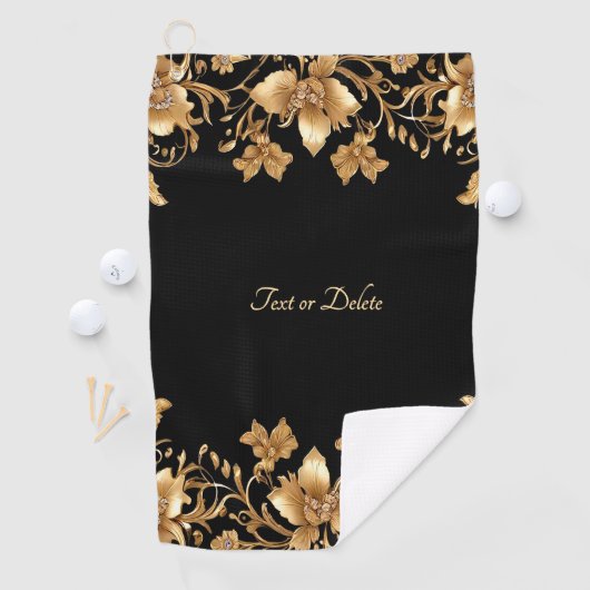 Gold Floral Golf Handtuch (Insitu)