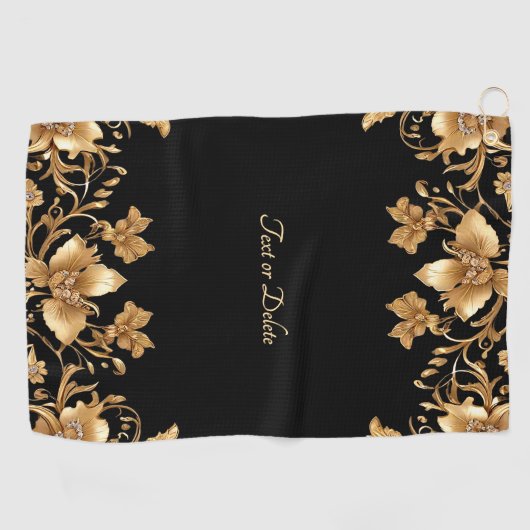 Gold Floral Golf Handtuch (Horizontal)