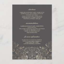 Gold Floral Gray Wedding Details - Informationen Begleitkarte