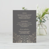 Gold Floral Gray Wedding Details - Informationen Begleitkarte (Stehend Vorderseite)