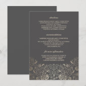 Gold Floral Gray Wedding Details - Informationen Begleitkarte (Vorne/Hinten)