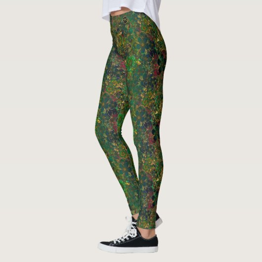 Gold Floral - Green Leggings (Links)