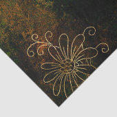 Gold Floral Grunge Damask Seidenpapier (Detail)