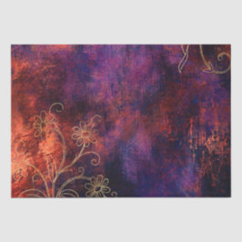 Gold Floral Grunge Damask Seidenpapier