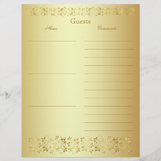 Gold Floral Guest Book (Vorderseite)
