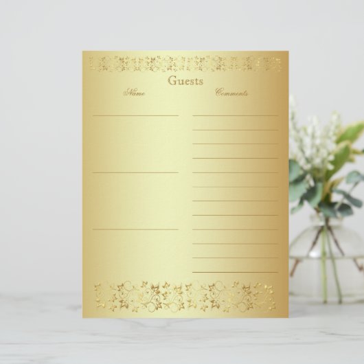 Gold Floral Guest Book (Stehend Vorderseite)