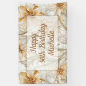 Gold Floral Happy 90. Geburtstag Banner (Vertikal)
