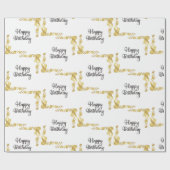 Gold Floral Happy Birthday Geschenkpapier (Flach)