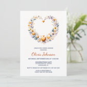 Gold Floral Heart Brautparty Einladung (Stehend Vorderseite)