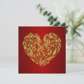 Gold Floral Heart on Red (Stehend Vorderseite)
