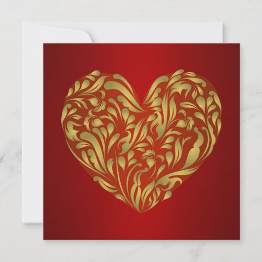 Gold Floral Heart on Red (Vorderseite)