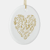Gold Floral Heart Wedding Mr. & Mrs Datum Ort Keramik Ornament (Rechts)