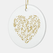 Gold Floral Heart Wedding Mr. & Mrs Datum Ort Keramik Ornament (Links)