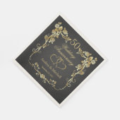 Gold Floral Hearts 50. Hochzeitstag Napki Serviette (Ecke)