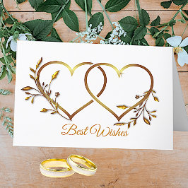 Gold Floral Hearts Wedding Grußkarte Karte