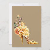 Gold Floral High Heel Gold Arch Wedding Einladung (Rückseite)