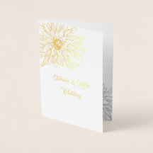 Gold Floral, Hochzeitseinladung, Foil Card