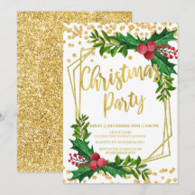 Gold Floral Holly Glitzer Weihnachtskonzern