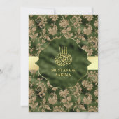 Gold Floral Hunter Green Islamische Hochzeit Einladung (Vorderseite)