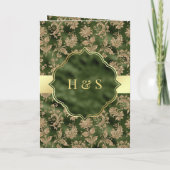 Gold Floral Hunter Green Islamische Hochzeit Einladung (Rückseite)