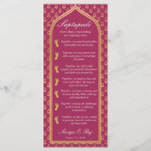 Gold Floral Indian & Hindu Wedding Program Card Programm (Rückseite)