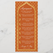 Gold Floral Indian & Hindu Wedding Program Card Programm (Rückseite)