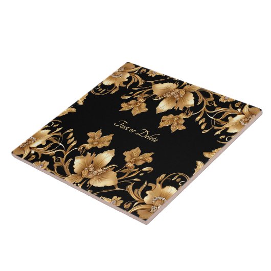 Gold Floral Keramik Tile Fliese (Seite)