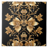 Gold Floral Keramik Tile Fliese (Vorderseite)