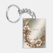 Gold Floral Keychain Schlüsselanhänger (Vorderseite links)