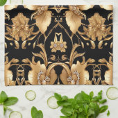 Gold Floral Kitchen Handtücher (Gefaltet)