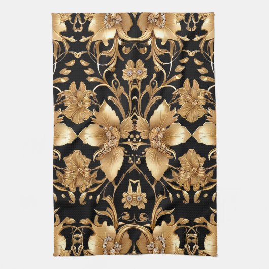 Gold Floral Kitchen Handtücher (Vertikal)