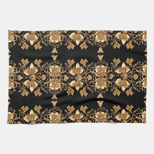 Gold Floral Kitchen Handtücher (Horizontal)