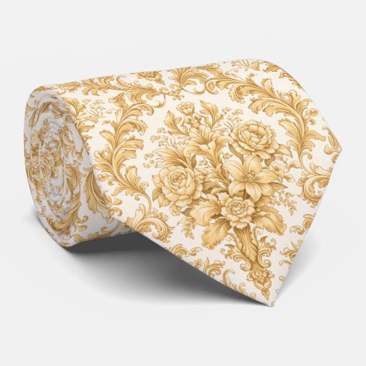 Gold Floral Krawatte (Gerollt)