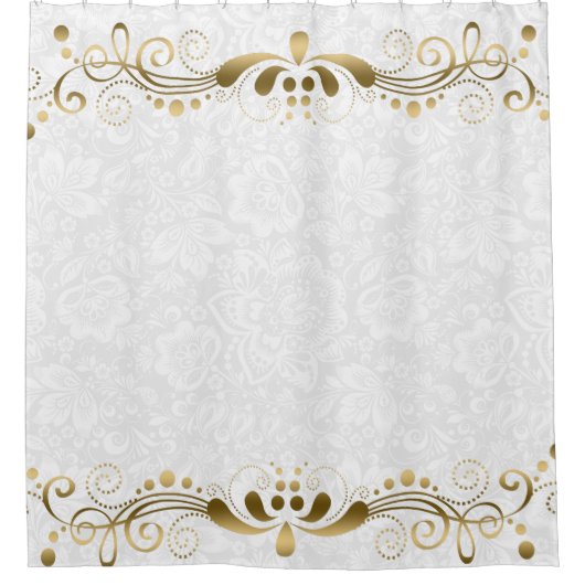 Gold Floral Lace Border Duschvorhang (Vorderseite)