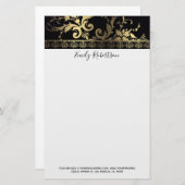 Gold Floral Lace Briefpapier (Vorne/Hinten)