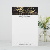 Gold Floral Lace Briefpapier (Stehend Vorderseite)