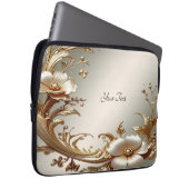 Gold Floral Laptop Sleeve (Vorne Rechts)
