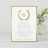 GOLD FLORAL LAUREL BRAUTPARTY INVITE DANKESKARTE (Stehend Vorderseite)