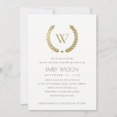GOLD FLORAL LAUREL WREATH BRUNCH & BUBBLY INVITE DANKESKARTE (Vorderseite)